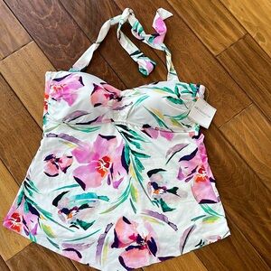 Liz Claiborne Swim Tankini Top - Romantic Floral, Size 14 New with Tags!